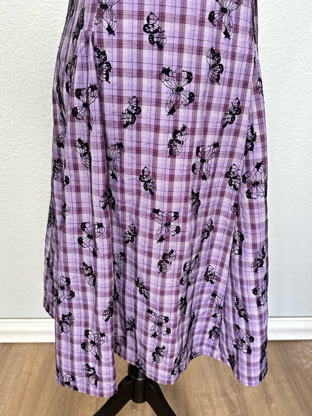 Cotre Midi Dress Sz L Butterfly Bustier Grunge Plaid Dark Cottagecore Dark Fairy - Picture 9 of 16